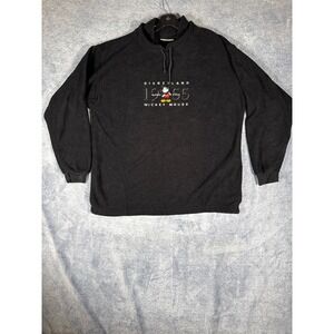 Vintage Disneyland Mickey Mouse Fleece Pullover Black 1955 Classic Large USA
